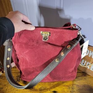 Valentina made in Italy wine Suede Shoulder Bag